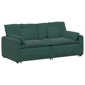 vidaXL Modulares Sofa mit Kissen Dunkelgr&uuml;n