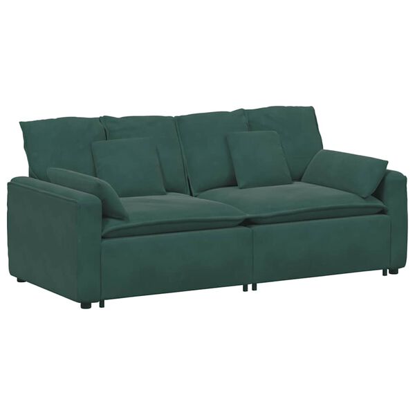 vidaXL Modulares Sofa mit Kissen Dunkelgr&uuml;n