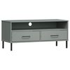 vidaXL TV-Schrank OSLO mit Metallbeinen Grau Massivholz Kiefer