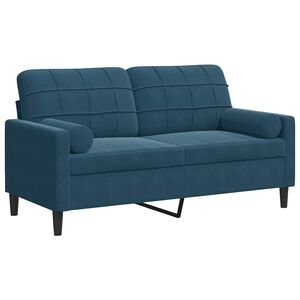 vidaXL 2-Sitzer-Sofa mit Zierkissen Blau 140 cm Samt