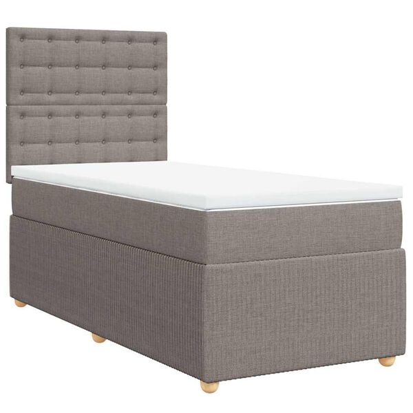vidaXL Boxspringbett mit Matratze Taupe 100x200 cm Stoff