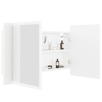 vidaXL LED-Bad-Spiegelschrank Weiß 80x12x45 cm Acryl