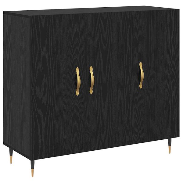 vidaXL Sideboard Schwarz Eichen-Optik 90 x 34 x 80 cm Holzwerkstoff