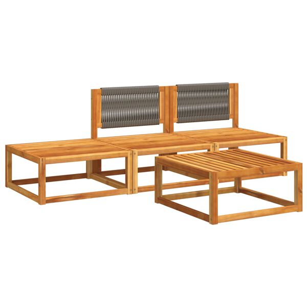 vidaXL 4-tlg. Gartensofa-Set mit Kissen Holz Akazie & Seil