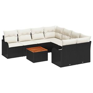 vidaXL Gartensofa-set 9 stk. Schwarz Poly-Rattan