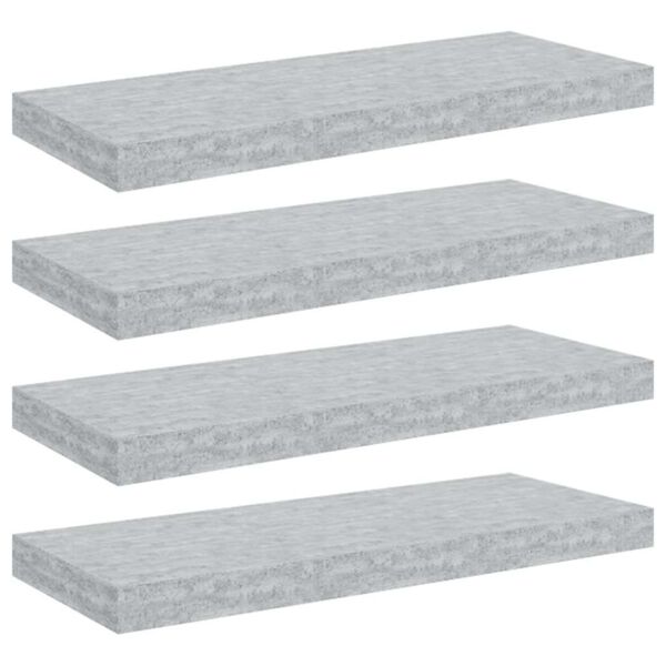 vidaXL Schweberegale 4 Stk. Betongrau 60x23,5x3,8 cm MDF