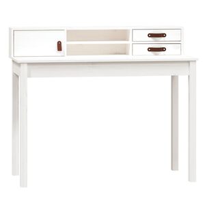 vidaXL Schreibtisch Wei&szlig; 110x50x93 cm Massivholz Kiefer