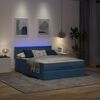 vidaXL Ottoman-Bett mit Matratze & LEDs Blau 140x200 cm Stoff