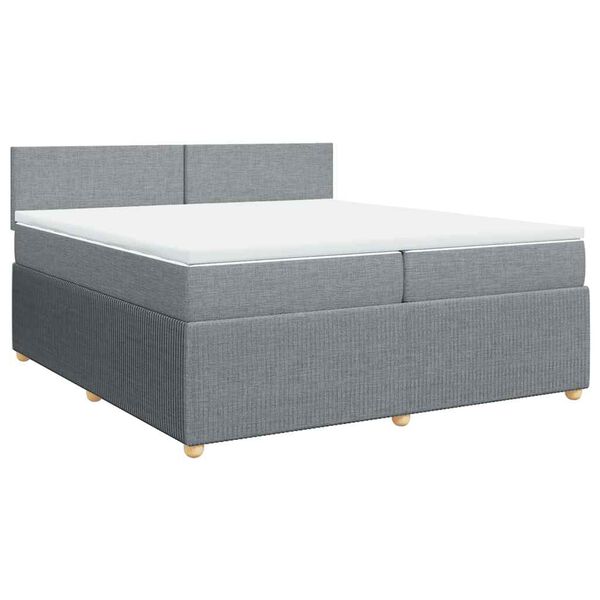 vidaXL Boxspringbett mit Matratze Hellgrau 200x200 cm Stoff