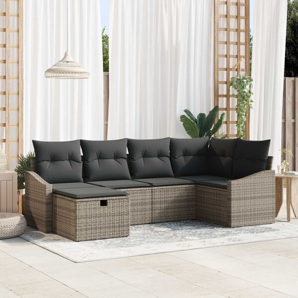 vidaXL Sofa Set mit Kissen 7 pcs Poly-Rattan