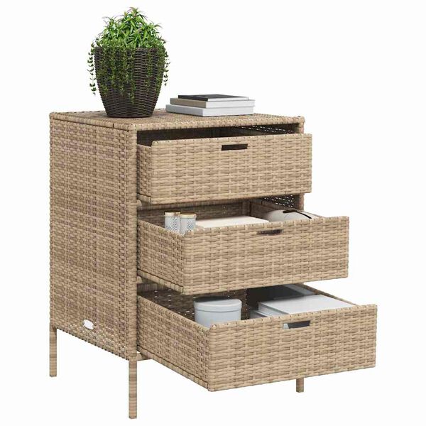 vidaXL Gartenschrank Beige 55x59x80 cm Poly Rattan