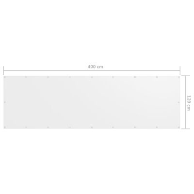 vidaXL Balkon-Sichtschutz Weiß 120x400 cm Oxford-Gewebe