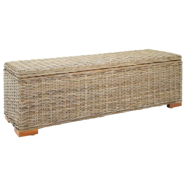 vidaXL Truhe 110 cm Natur Kubu Rattan & Massivholz Mahagoni