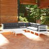 vidaXL 8-tlg. Garten-Lounge-Set mit Kissen Wei&szlig; Kiefer Massivholz