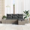 vidaXL Garten-Sofa-Set mit Kissen 4 pcs Grau Poly Rattan