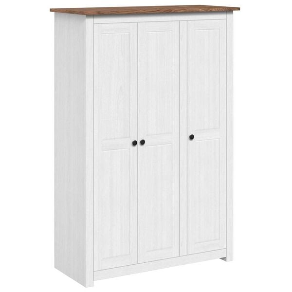 vidaXL Kleiderschrank 3-T&uuml;rig Wei&szlig; 118&times;50&times;171,5 cm Kiefer Panama Serie