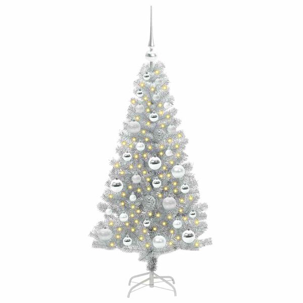 vidaXL Weihnachtsbaum mit 150 LEDs mit St&auml;nder Silber 120 cm PET