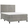 vidaXL Boxspringbett mit Matratze & LED Hellgrau 140x200 cm Samt