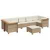 vidaXL 8-tlg. Garten-Sofagarnitur mit Kissen Beige Poly Rattan