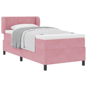 vidaXL Boxspringbett mit Matratze mit Kopfteil Rosa 100 x 200 cm Samt