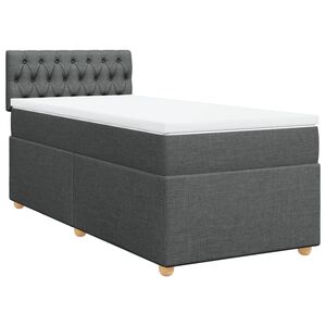 vidaXL Boxspringbett mit Matratze Dunkelgrau Stoff