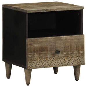 vidaXL Nachttisch Hellgrau 40x33x46 cm Massivholz Mango