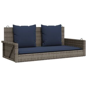 vidaXL Schaukelbank mit Kissen Grau 119x56x48 cm Poly Rattan