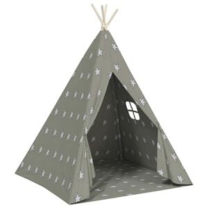 vidaXL Kinder Tipi-Zelt mit Tasche Polyester Grau 115x115x160 cm