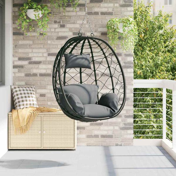 vidaXL H&auml;ngendes Ei-Stuhl Anthrazit 91.5 x 60 x 110 cm Poly-Rattan