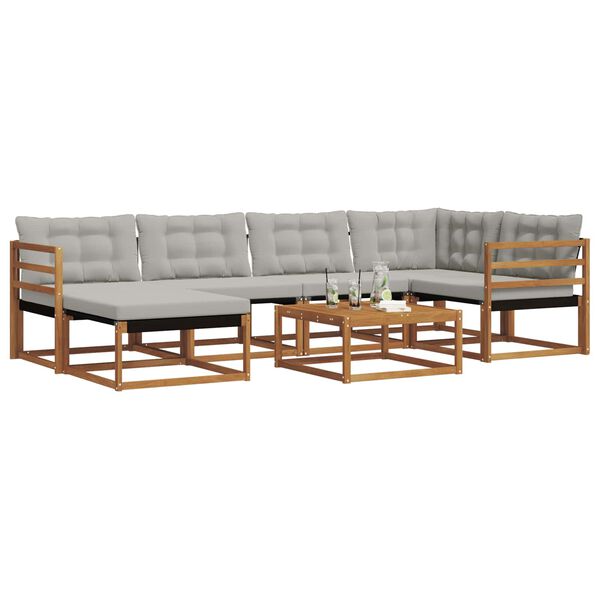 vidaXL Outdoor-Sofagarnitur mit Kissen 7 pcs Nat&uuml;rlich und Hellgrau