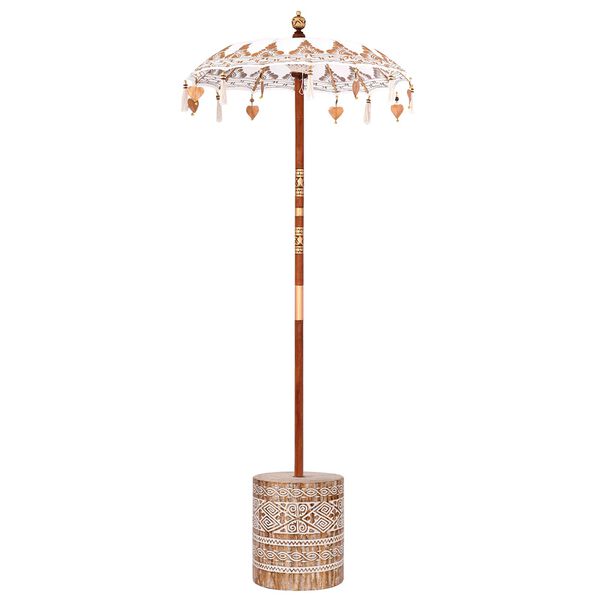 vidaXL Balinesischer Sonnenschirm mit Sockel Creme 95 x 95 x 260 cm