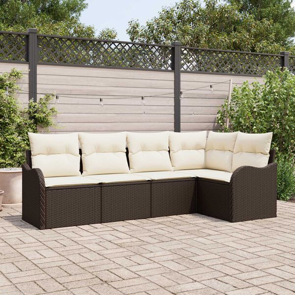 vidaXL Gartensofa-set 5 pcs Braun Poly-Rattan