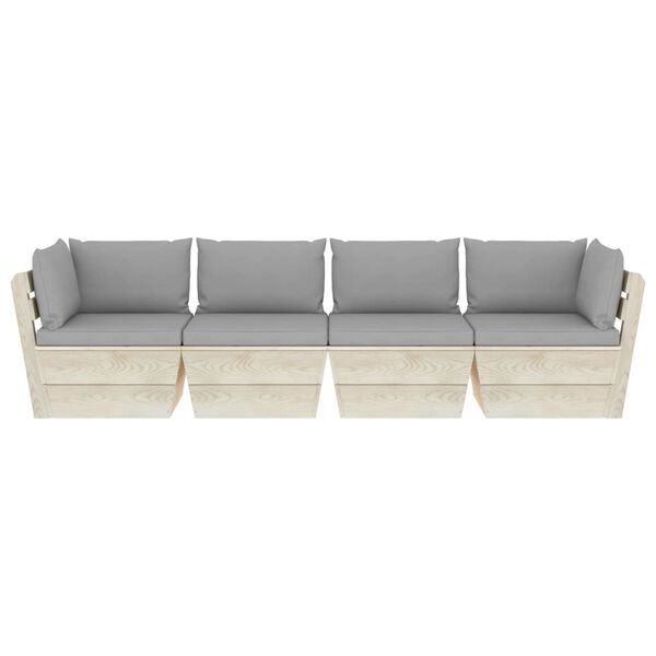 vidaXL Garten-Palettensofa 4-Sitzer mit Kissen Fichtenholz