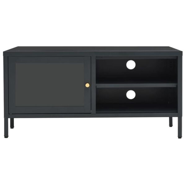 vidaXL TV-Schrank Anthrazit 90x30x44 cm Stahl und Glas