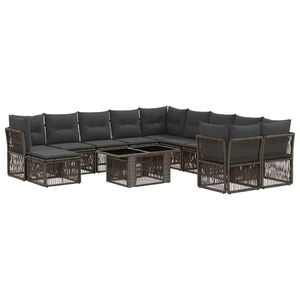 vidaXL Gartensofa-set 12 stk. Grau Poly-Rattan