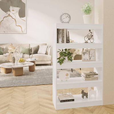 vidaXL Bücherregal/Raumteiler Hochglanz-Weiß 80x30x135cm Holzwerkstoff