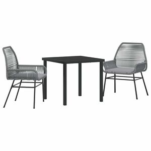 vidaXL Garten Essgruppe mit Kissen 3 pcs Grau Poly-Rattan
