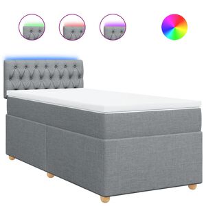vidaXL Boxspringbett mit Matratze Hellgrau 80x200 cm Stoff