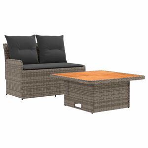 vidaXL Garten Armlehnen Sofa mit Klapptisch 2 St&uuml;ck PE-Rattan