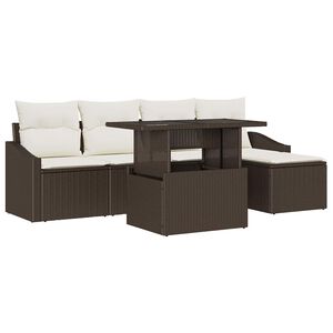 vidaXL Garten-Sofa-Set 6 stk. Braun und Creme Poly-Rattan