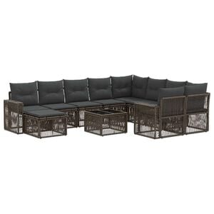 vidaXL Gartensofa-set 11 stk. Grau Poly-Rattan