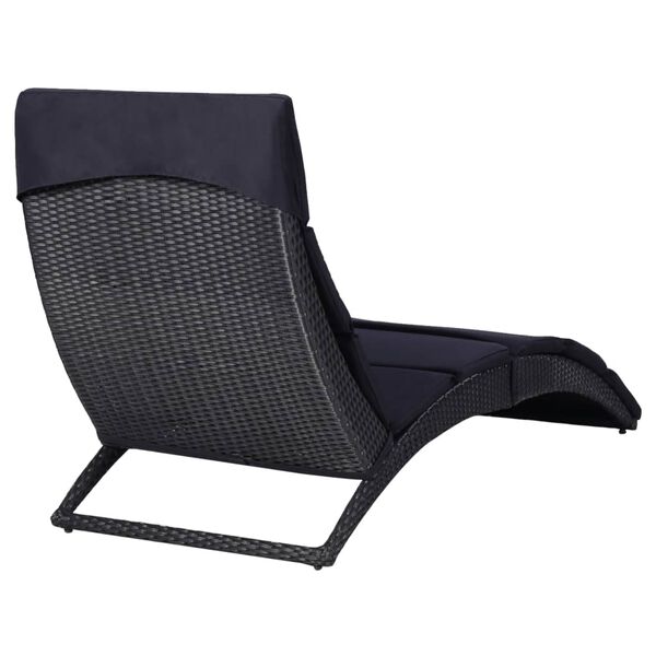 vidaXL Sonnenliege mit Auflage Poly Rattan Schwarz
