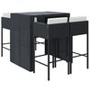 vidaXL 5-tlg. Gartenbar-Set mit Kissen Schwarz Poly Rattan