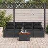 vidaXL Gartensofa-set mit Kissen 5 pcs Schwarz Poly-Rattan