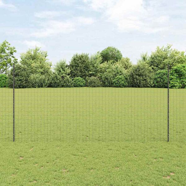 vidaXL Zaun mit Pfosten Grau 1,6 x 10 m Stahl und PVC