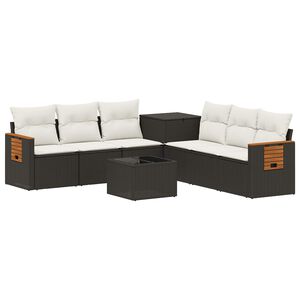 vidaXL Sofa Set 8 stk. Schwarz und Cremewei&szlig; Polyrattan und Stahl