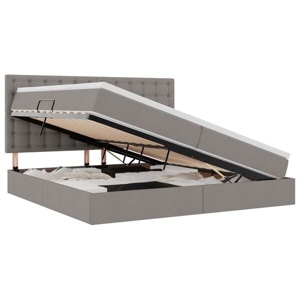 vidaXL Aufbewahrungsbett mit Matratze Taupe 200 x 200 cm Polyester