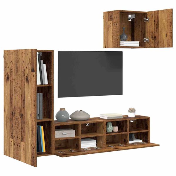 vidaXL TV-Wandger&auml;te 4 pcs Altholz Holzwerkstoff