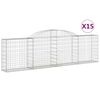 vidaXL Gabionen mit Hochbogen 15 Stk. 300x30x80/100cm Verzinktes Eisen