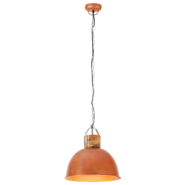 vidaXL H&auml;ngelampe Industriestil Kupfern Rund 51cm E27 Mango Massivholz